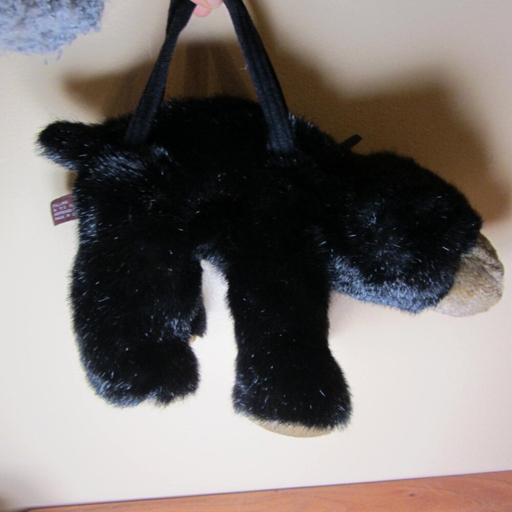 SALE* plush bearington collection full body black bear purse handbag (W6330)